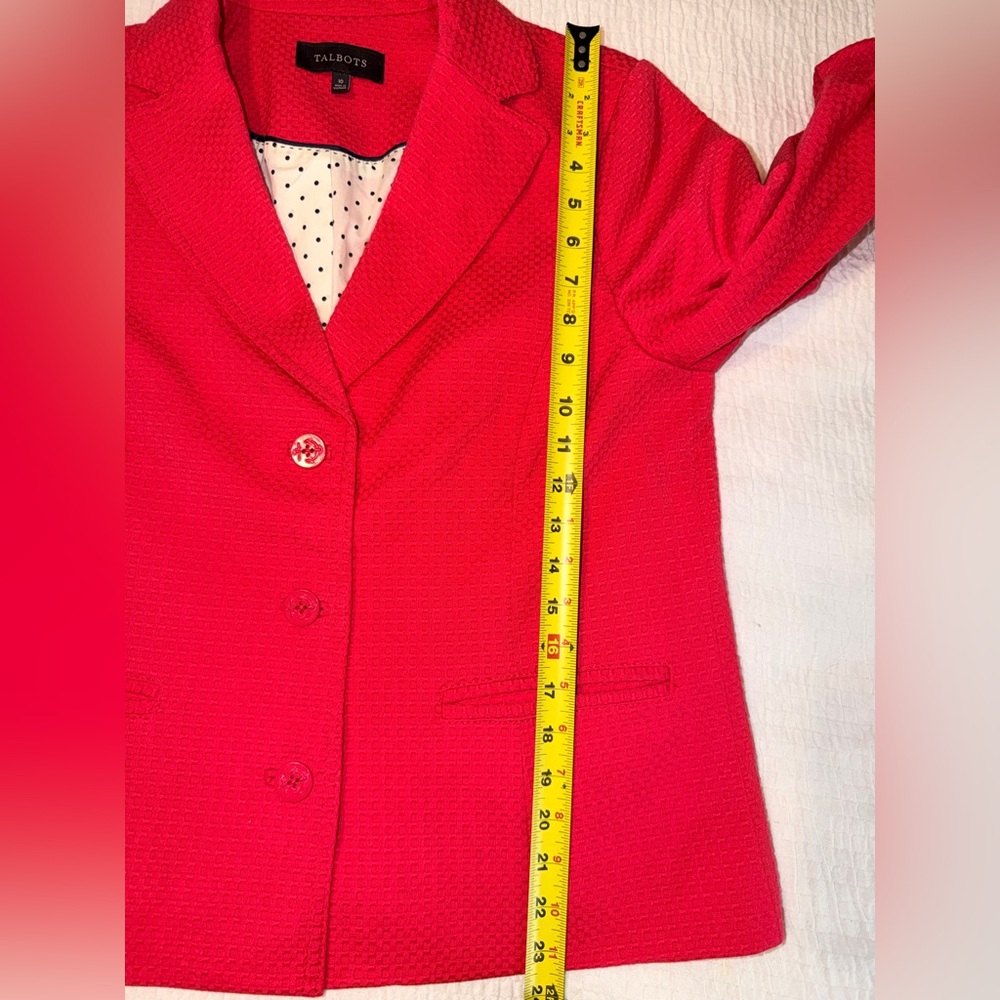 Talbots Women's Raspberry Pink Textured Blazer Jacket 3-button - Picture 8 of 9